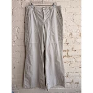 American Eagle Baggy Flare Pants Low Rise Beige Stretch Size 16 Long